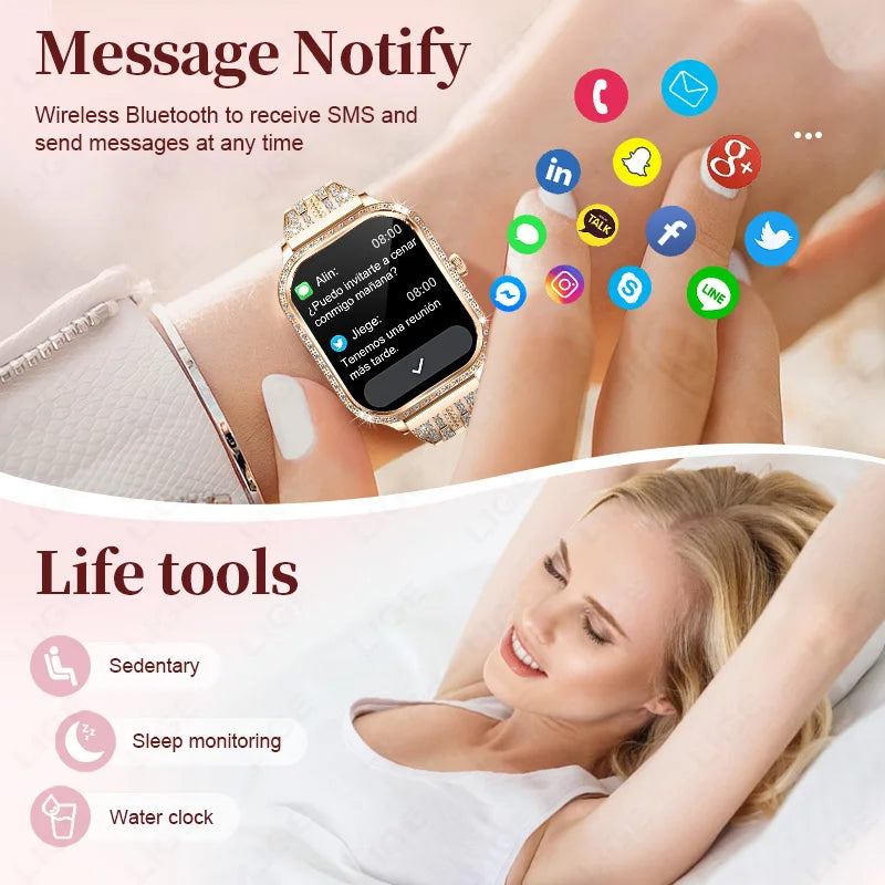Stylische wasserdichte Smartwatch für Frauen mit Fitness-Tracking & Bluetooth-Anruffunktion