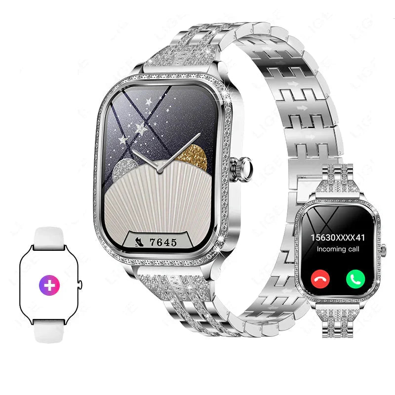 Stylische wasserdichte Smartwatch für Frauen mit Fitness-Tracking & Bluetooth-Anruffunktion