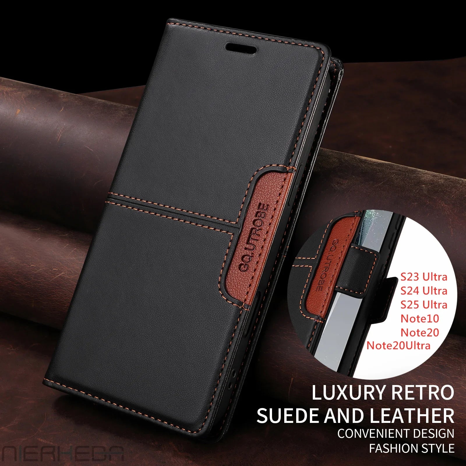 RFID Flip Leder Samsung S25/S24/S23 Magnetische Brieftaschenhülle