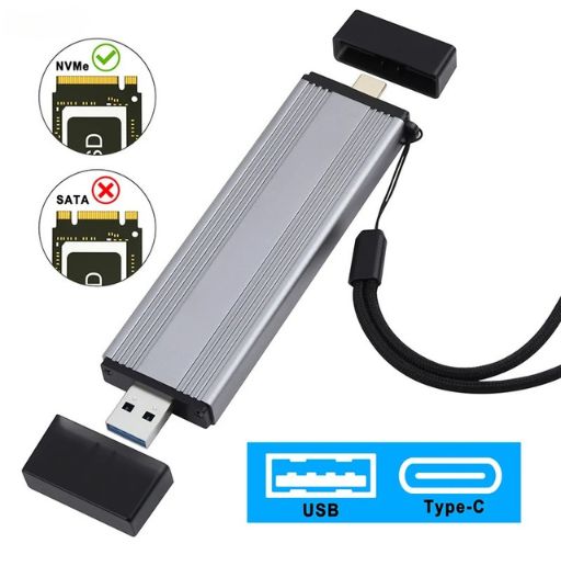 Externe M.2 NVMe SSD Gehäuse | USB 3.1 & USB 3.2 Gen 2, 10 Gbit/s, M-Key Adapter mit JMS583 Chip - Duri