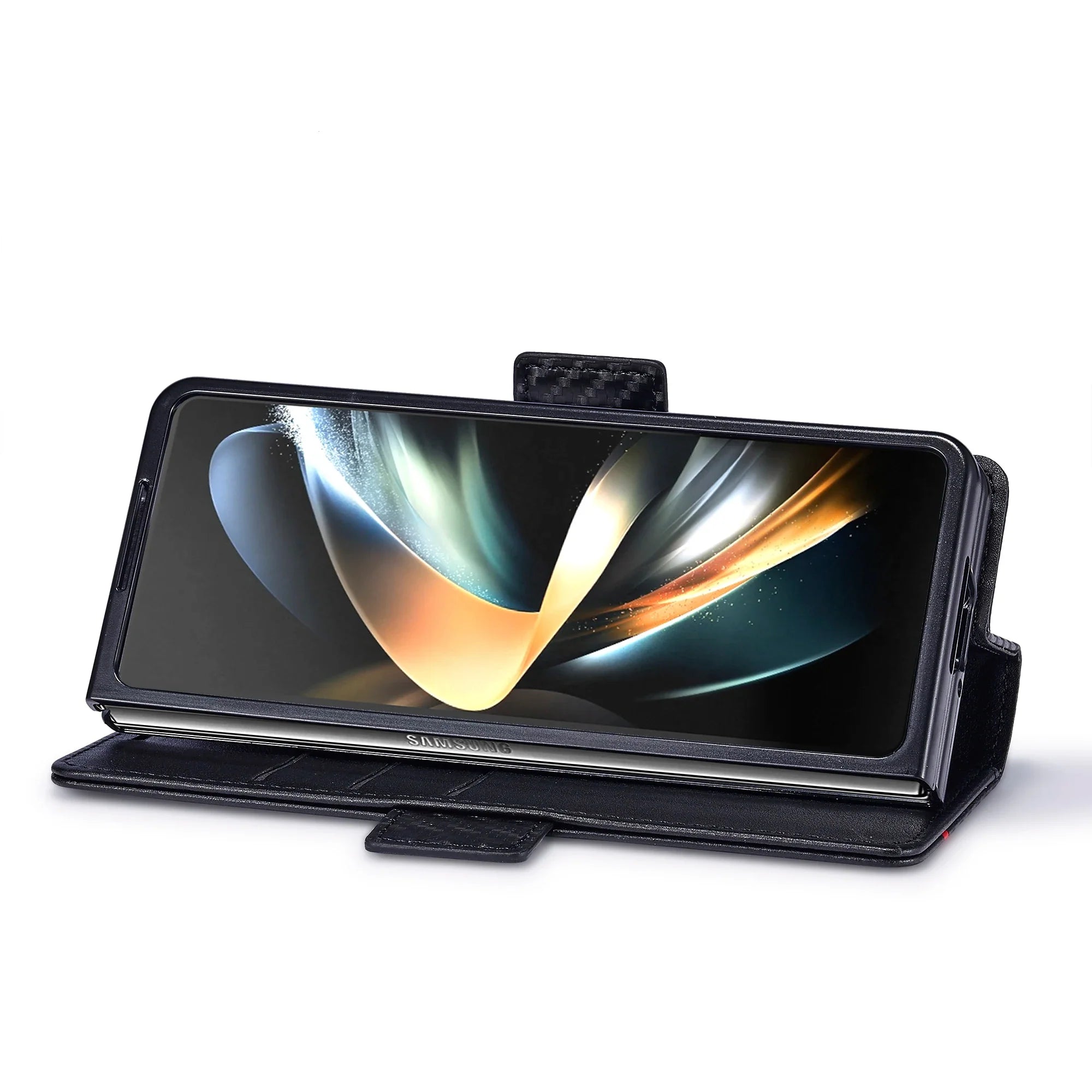Carbon Fiber Samsung Z Fold Magnetische Flip Cover Geldbörse Hülle