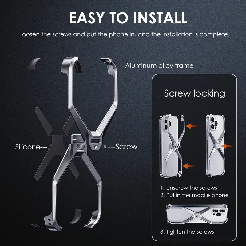 Premium Metallrandloses iPhone Case für 12-16 Pro Max