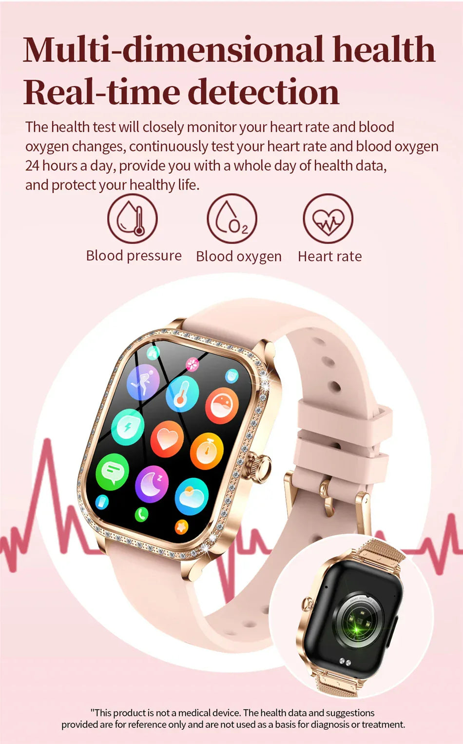 Stylische wasserdichte Smartwatch für Frauen mit Fitness-Tracking & Bluetooth-Anruffunktion