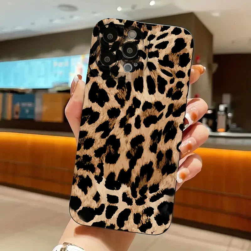 Leopard-Print-Muster iPhone Stoßfeste Weiche Silikonhülle