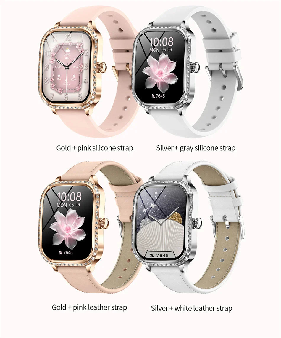 Stylische wasserdichte Smartwatch für Frauen mit Fitness-Tracking & Bluetooth-Anruffunktion