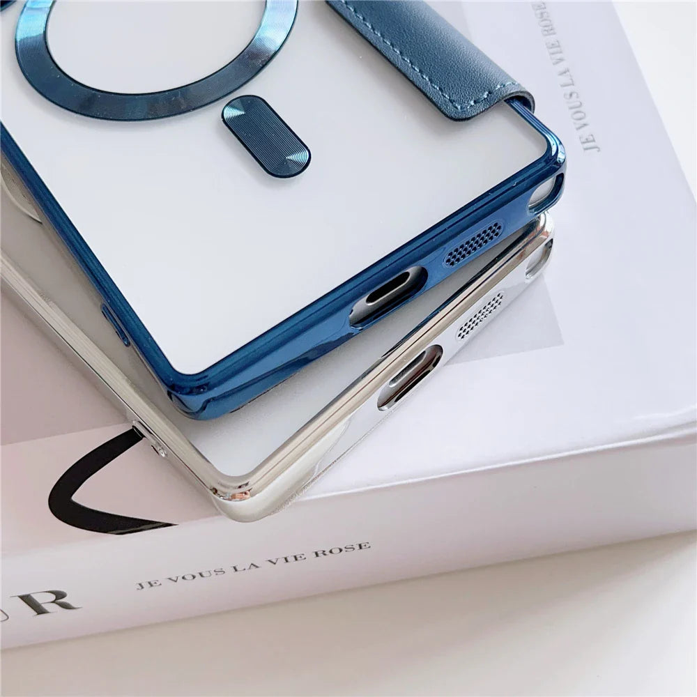 Luxuriöse Magnet Flip Wallet Hülle für Samsung
