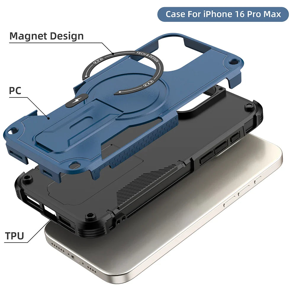 Armor MagSafe iPhone Kickstand Magnetische Stoßsichere Hülle