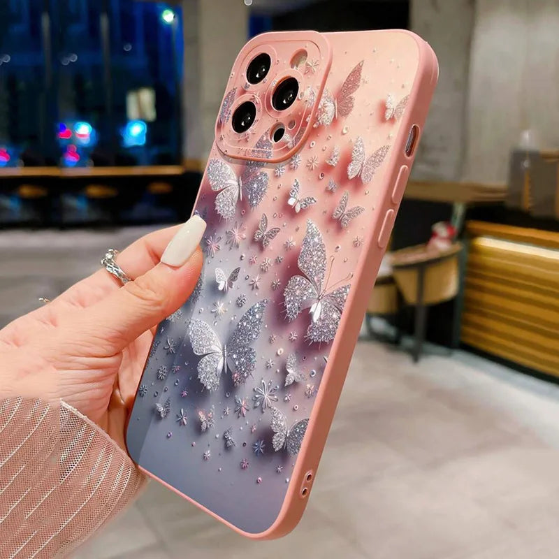 Schmetterling & Blumen Design Stoßfeste Telefonhülle für iPhone