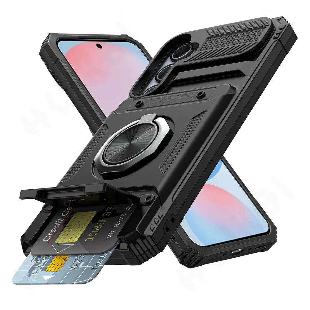 Stoßfeste Samsung Kartenhalterhülle mit magnetischem Ringhalter