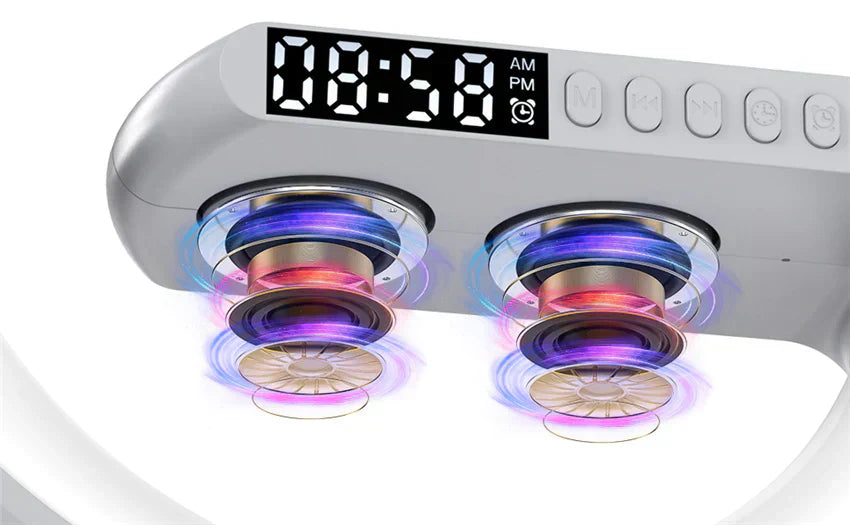 4-in-1 Smart Alarm Clock | Stimmungslicht | Bluetooth-Lautsprecher | Drahtloses Ladegerät