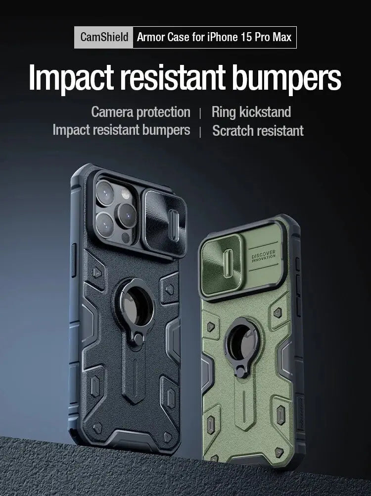 360 CamShield Armor Ring-Kickstand-Hülle in Militärqualität für iPhone 15 Pro | 15 Pro Max
