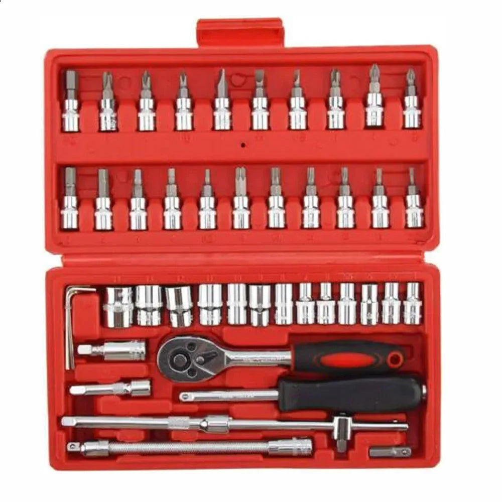 46PCS metrisches Ratschenschlüssel-Set - Professionelles Metallbearbeitungswerkzeug