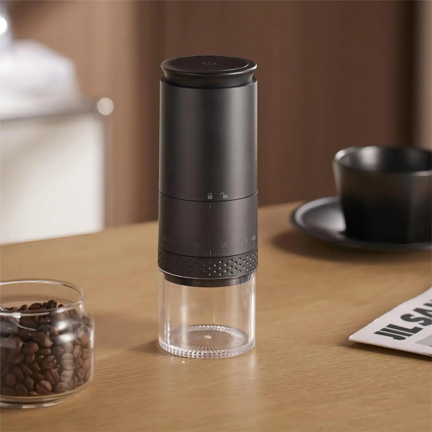1500mAh Elektrische Kaffeemühle – Einstellbares USB-C wiederaufladbares Mahlwerk für frischen Kaffee