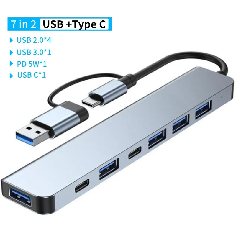 USB-C Dockingstation | Multiport-Adapter | USB 3.0 | SD/TF-Kartenleser | Audioausgang