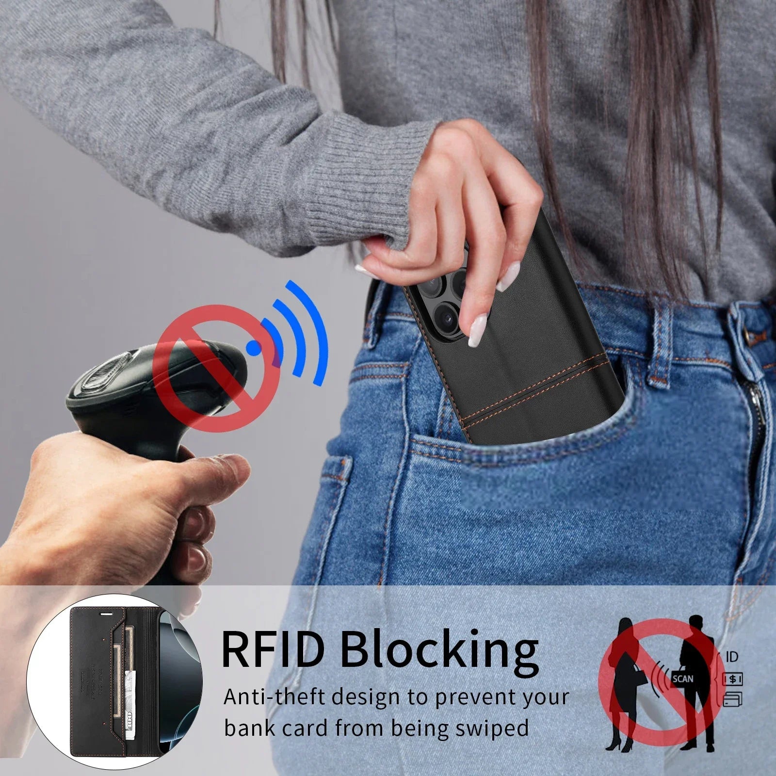 RFID Flip Leder Samsung S25/S24/S23 Magnetische Brieftaschenhülle