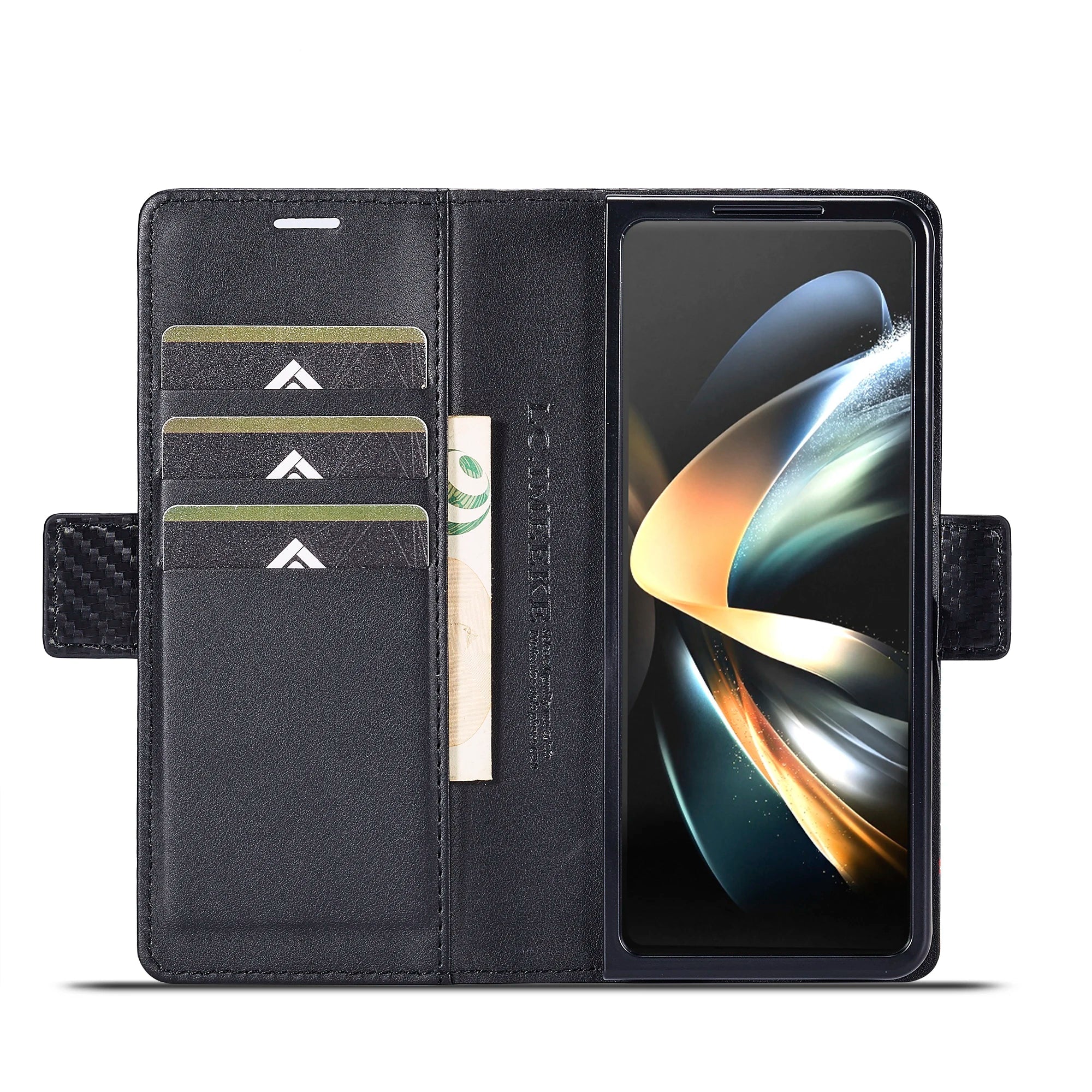 Carbon Fiber Samsung Z Fold Magnetische Flip Cover Geldbörse Hülle
