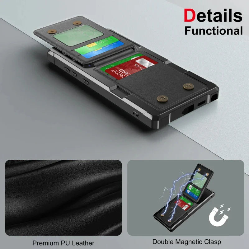 Plus Leder Flip-Karten Wallet Telefonhülle für Samsung