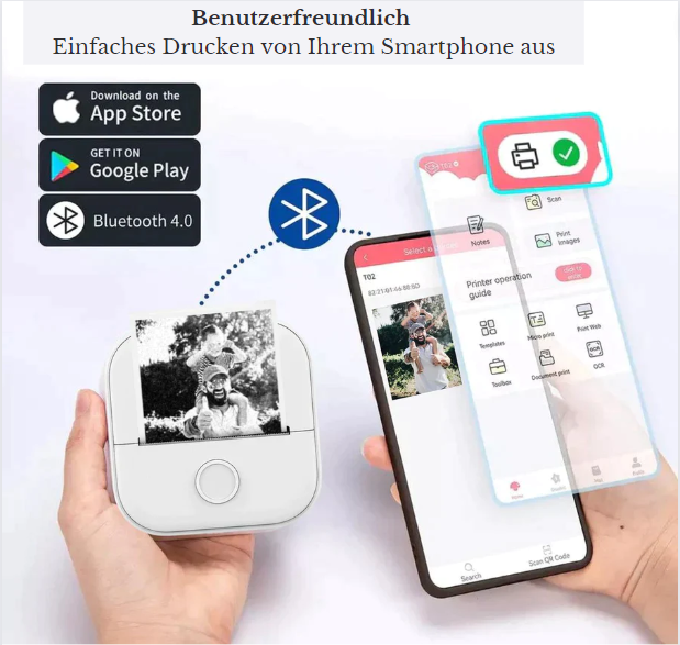Tragbarer Thermodrucker | MiniPrint™ | Kabellos & Tintenfrei | 50% Rabatt