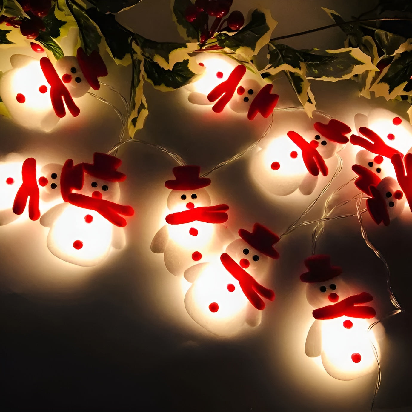 Schneemann Lichterkette | LED Weihnachtsbeleuchtung Außen