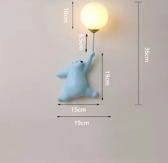 Moderne LED Cartoon Wandlampe – Minimalistische Bären-Wandleuchte mit 3D-Mond
