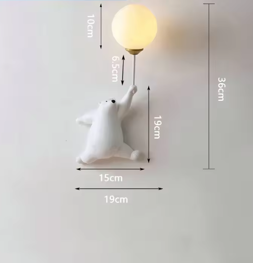 Moderne LED Cartoon Wandlampe – Minimalistische Bären-Wandleuchte mit 3D-Mond