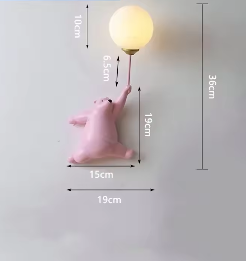 Moderne LED Cartoon Wandlampe – Minimalistische Bären-Wandleuchte mit 3D-Mond