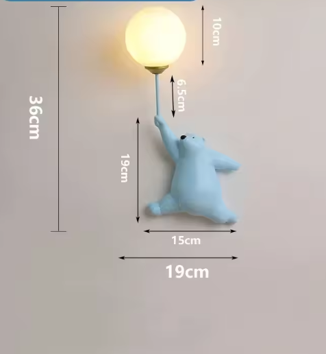 Moderne LED Cartoon Wandlampe – Minimalistische Bären-Wandleuchte mit 3D-Mond