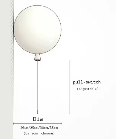 Moderne bunte Ballon-Wandleuchte – Kreative LED Wandlampe mit Zugschalter für Schlafzimmer
