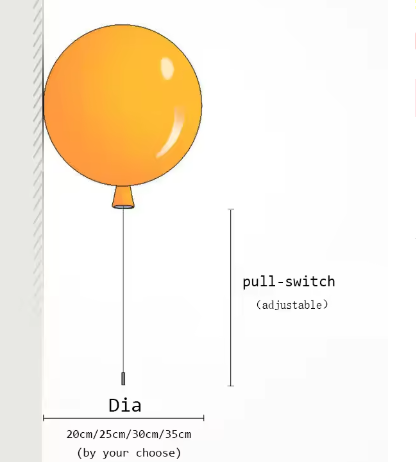 Moderne bunte Ballon-Wandleuchte – Kreative LED Wandlampe mit Zugschalter für Schlafzimmer