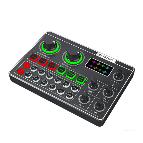 USB-Audio-Interface Soundkarte für PC & Handy, Dual-Mikrofone, Bluetooth, Live-Mixing, USB-Akku, kompakt