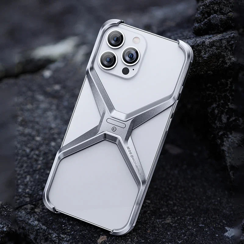 Premium Metallrandloses iPhone Case für 12-16 Pro Max