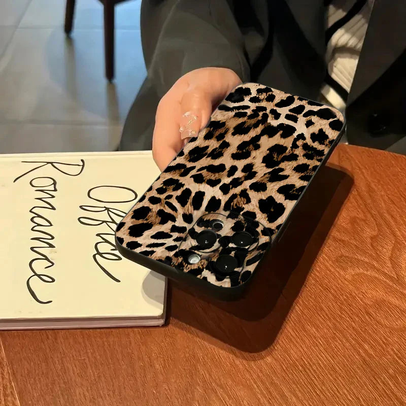 Leopard-Print-Muster iPhone Stoßfeste Weiche Silikonhülle