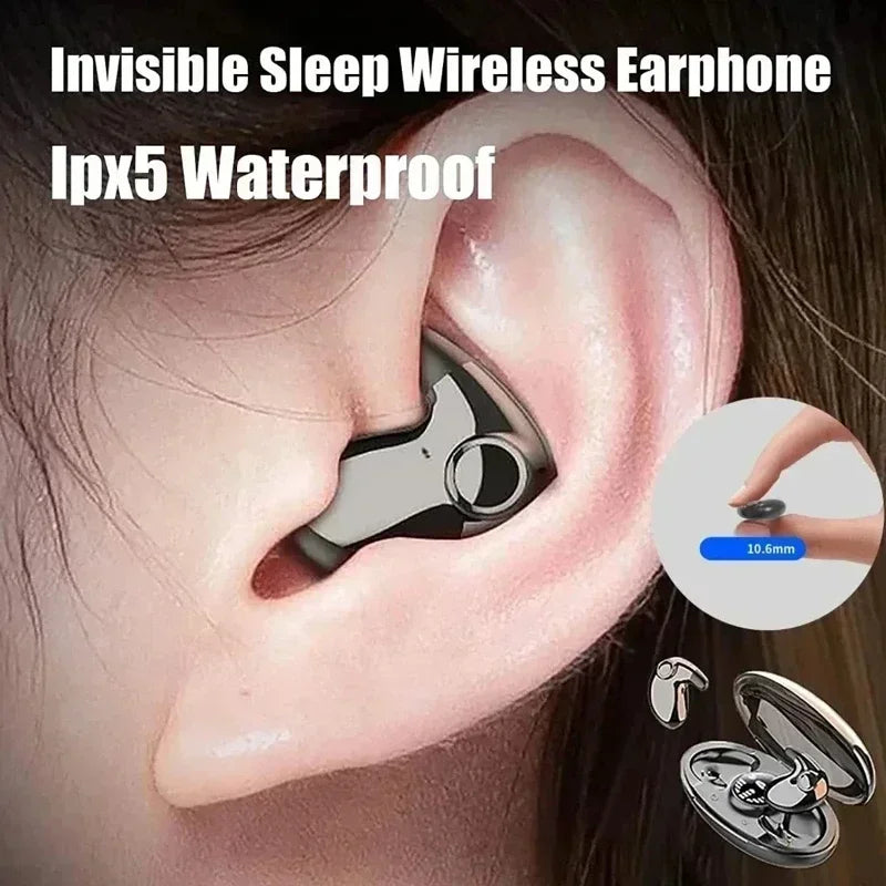 Unsichtbare Schlaf Wireless Ohrhörer TWS Bluetooth 5.3 Kopfhörer IPX5 wasserdichte Sport-Ohrhörer