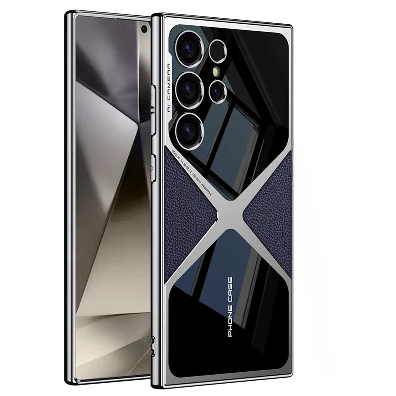 Stoßfeste Leder-Handyhülle für Samsung Galaxy