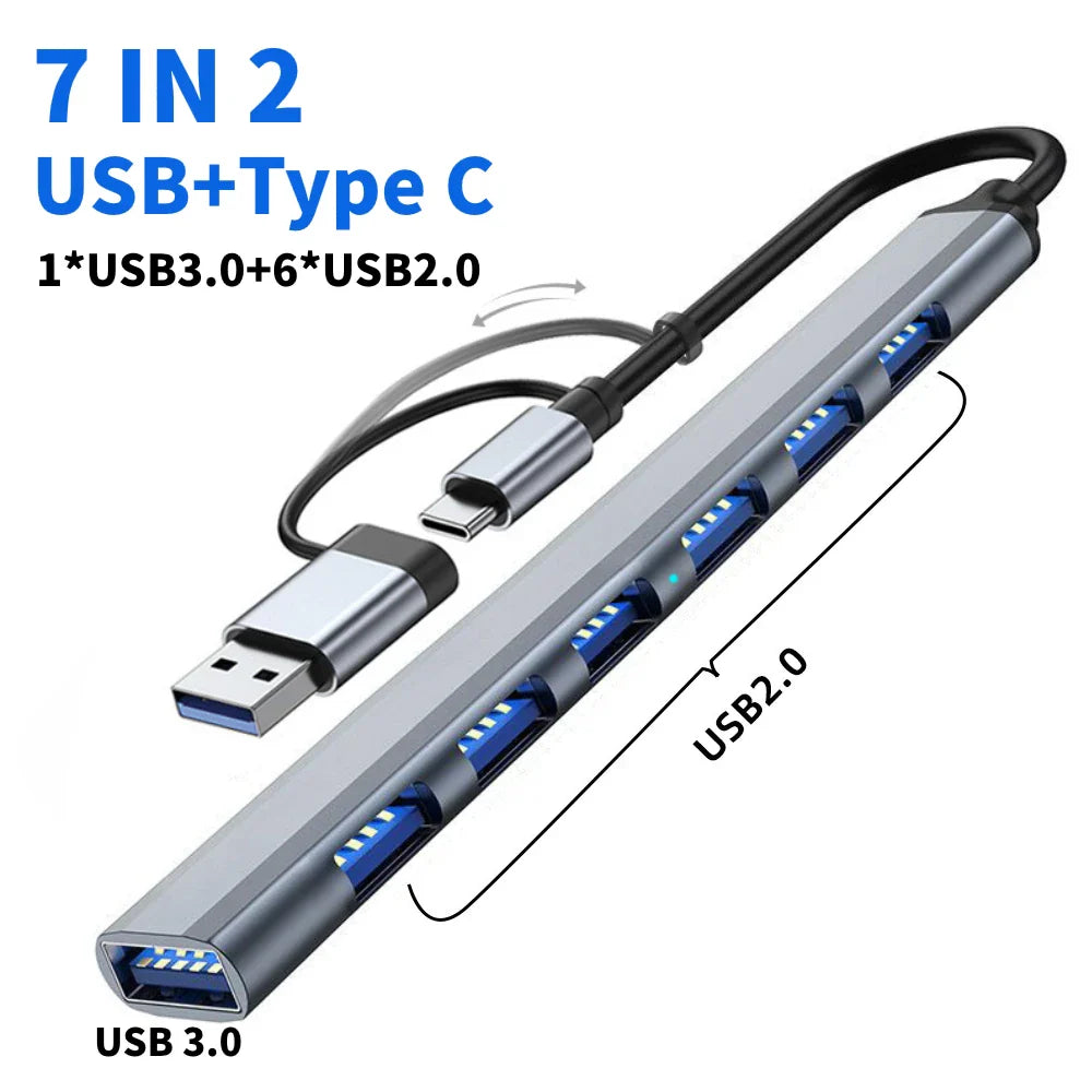 USB-C Dockingstation | Multiport-Adapter | USB 3.0 | SD/TF-Kartenleser | Audioausgang