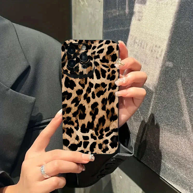 Leopard-Print-Muster iPhone Stoßfeste Weiche Silikonhülle