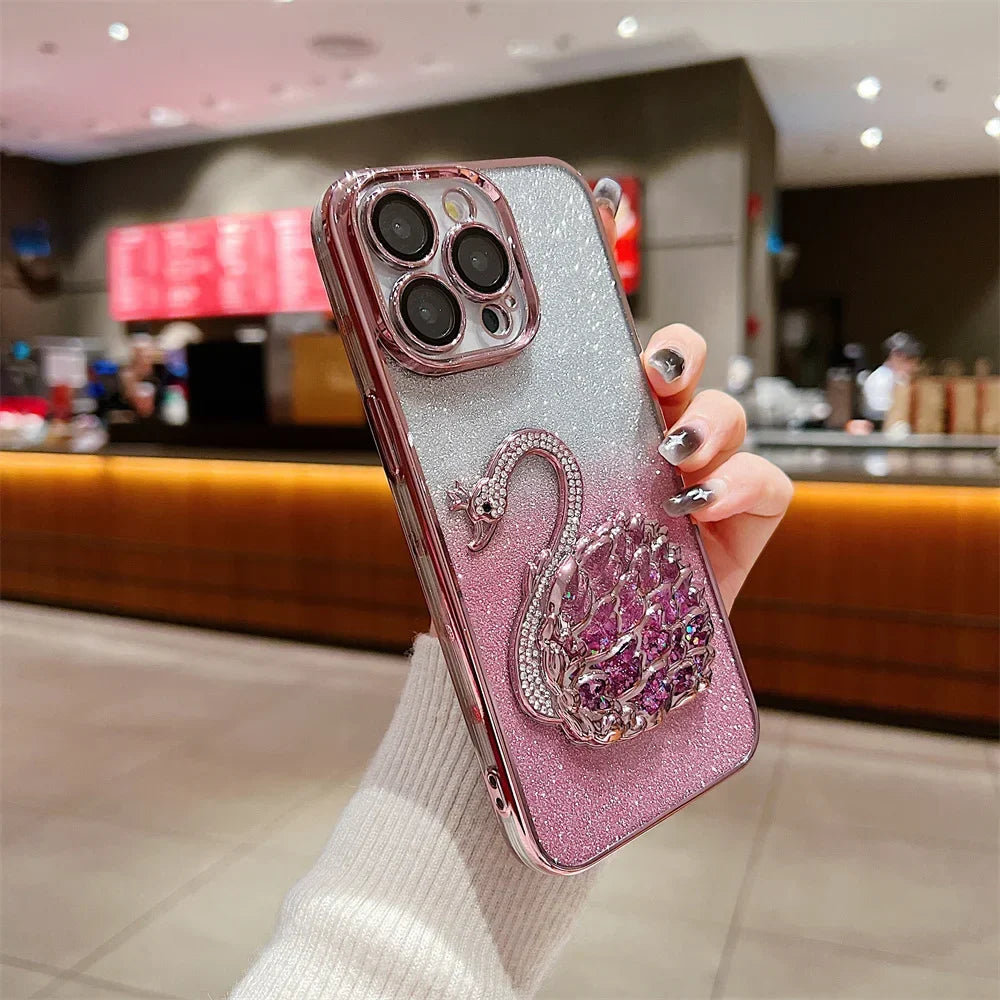 Gradient Diamond Schwan iPhone Glitzer Handyhülle