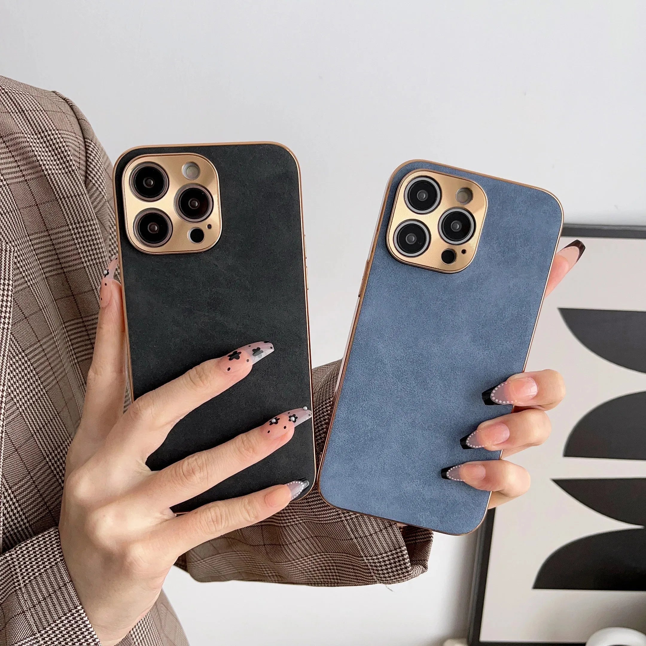 Luxus-Leder elektroplattierter Handyhülle für iPhone