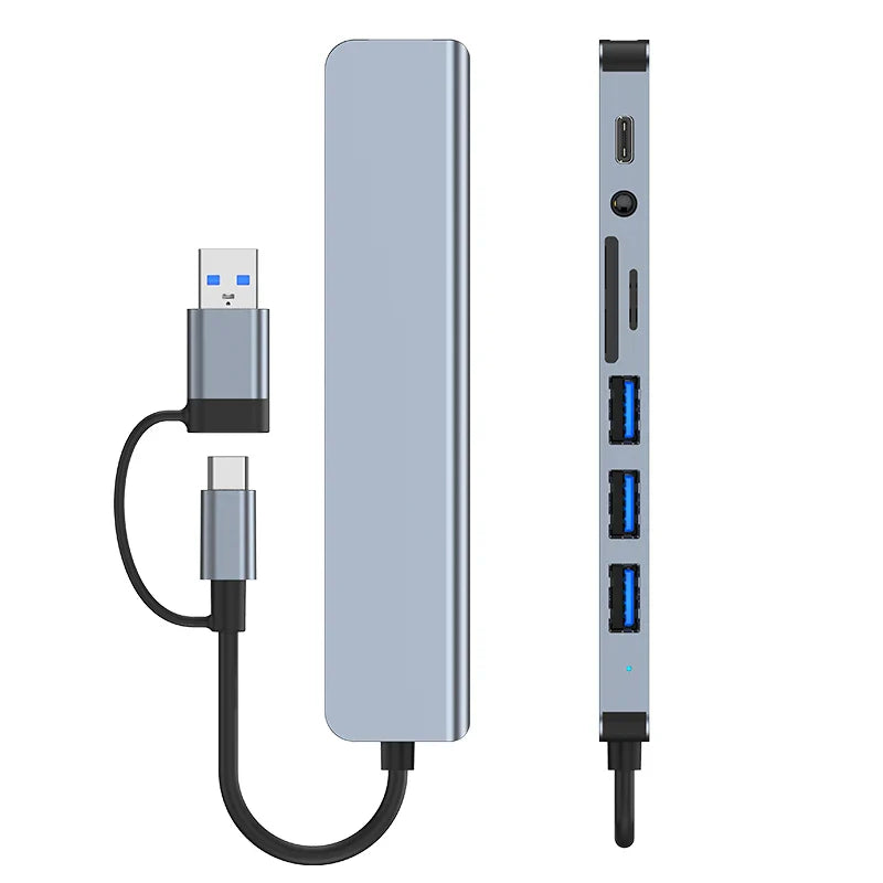 USB-C Dockingstation | Multiport-Adapter | USB 3.0 | SD/TF-Kartenleser | Audioausgang