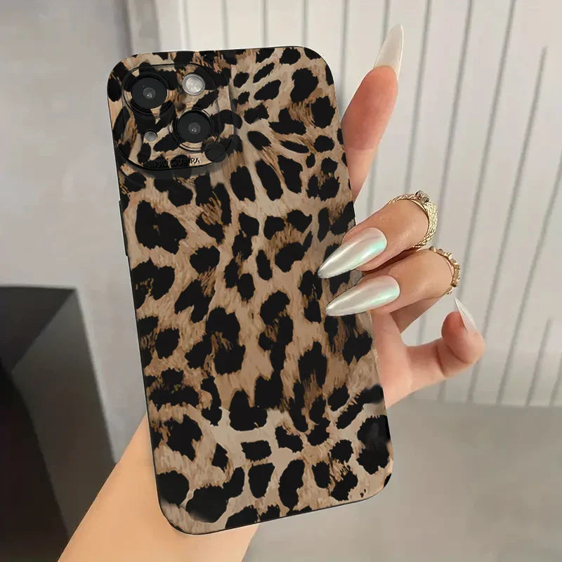 Leopard-Print-Muster iPhone Stoßfeste Weiche Silikonhülle