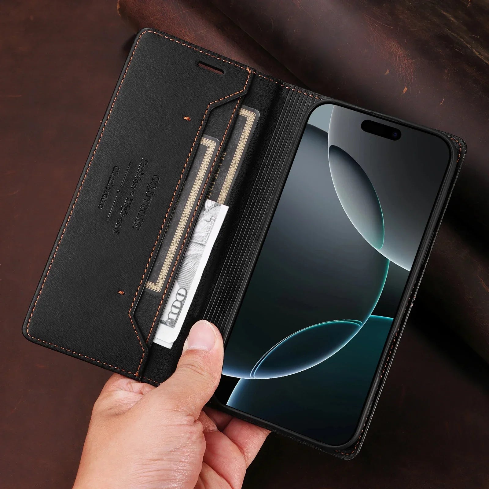 RFID Flip Leder Samsung S25/S24/S23 Magnetische Brieftaschenhülle