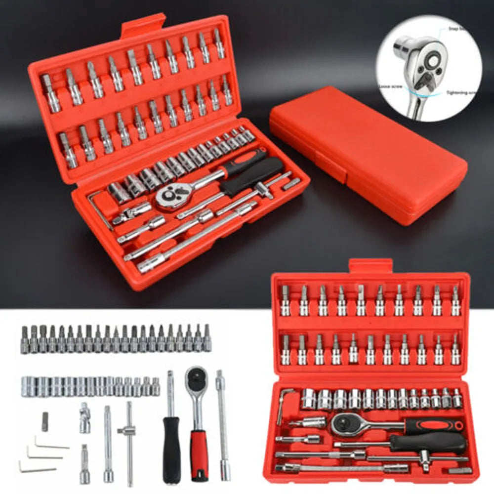 46PCS metrisches Ratschenschlüssel-Set - Professionelles Metallbearbeitungswerkzeug