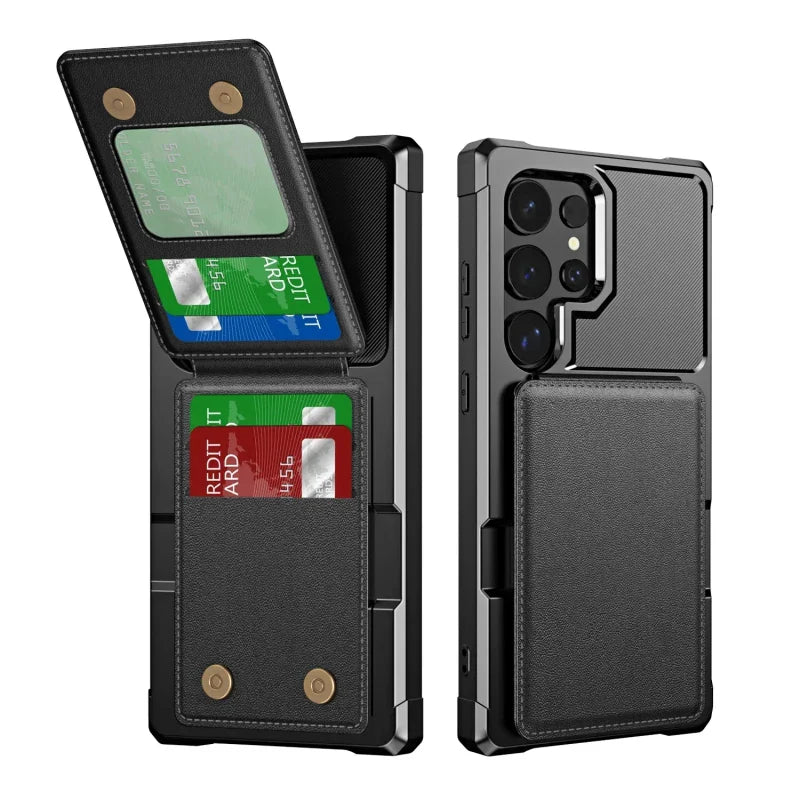 Plus Leder Flip-Karten Wallet Telefonhülle für Samsung