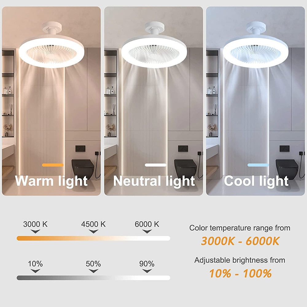 LED-Deckenventilator mit Fernbedienung, 3 Geschwindigkeiten, einstellbares Licht und Timer