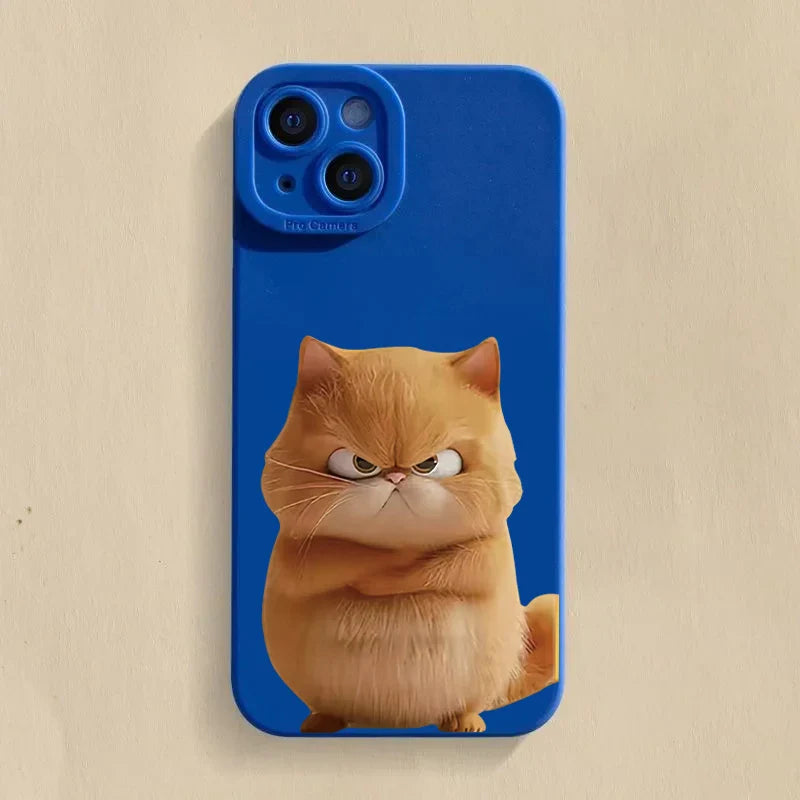 Blauer stoßfester Katzen-Silikon-Handyhülle für iPhone