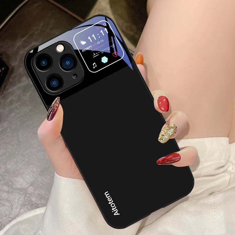 CrystalView – Premium schwarzes gehärtetes Glas Cover für iPhone