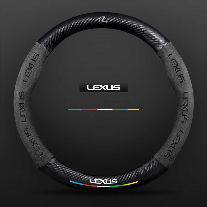 Anti-Rutsch 3D Prägung Kohlefaser Leder Auto Lenkradbezug Universelle Passform