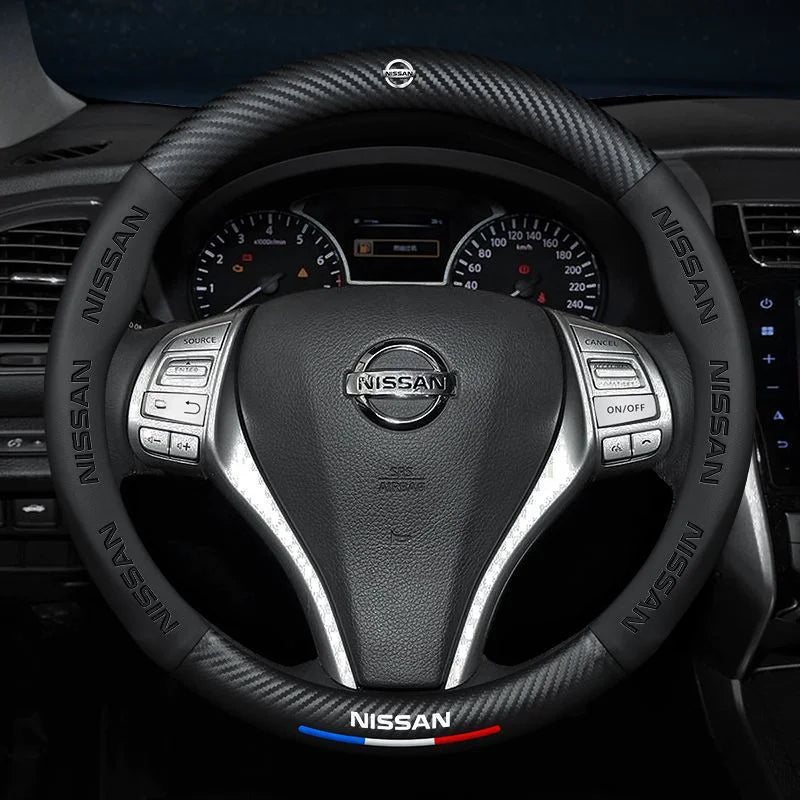 Anti-Rutsch 3D Prägung Kohlefaser Leder Auto Lenkradbezug Universelle Passform