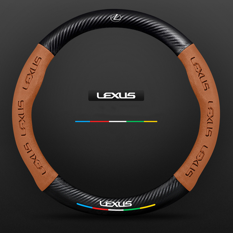 Anti-Rutsch 3D Prägung Kohlefaser Leder Auto Lenkradbezug Universelle Passform