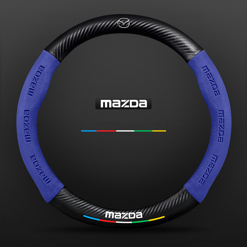 Anti-Rutsch 3D Prägung Kohlefaser Leder Auto Lenkradbezug Universelle Passform